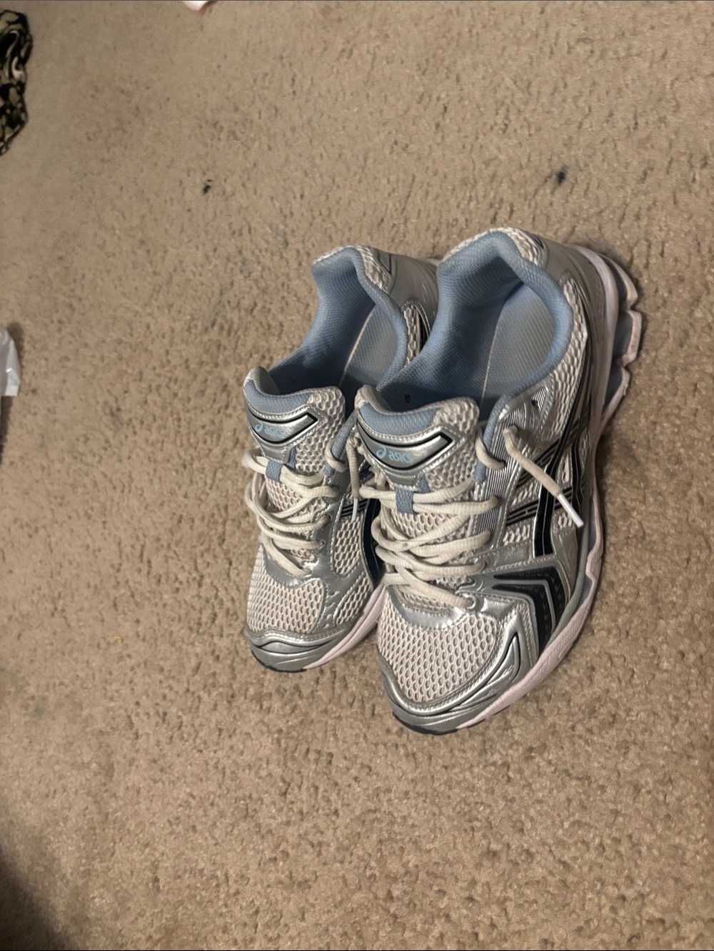Asics Kids Silver and Light Blue Sneakers